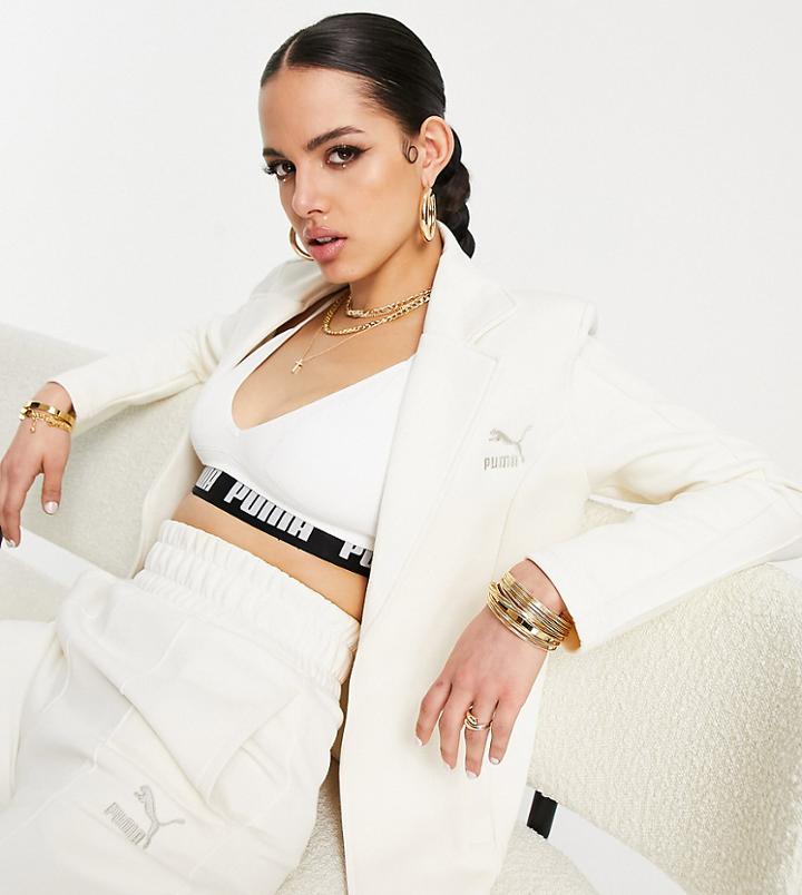 Puma Cropped Slouchy Blazer In Off White