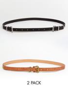 Asos 2 Pack Western Double And Single Buckle Waist And Hip Belts - Multi
