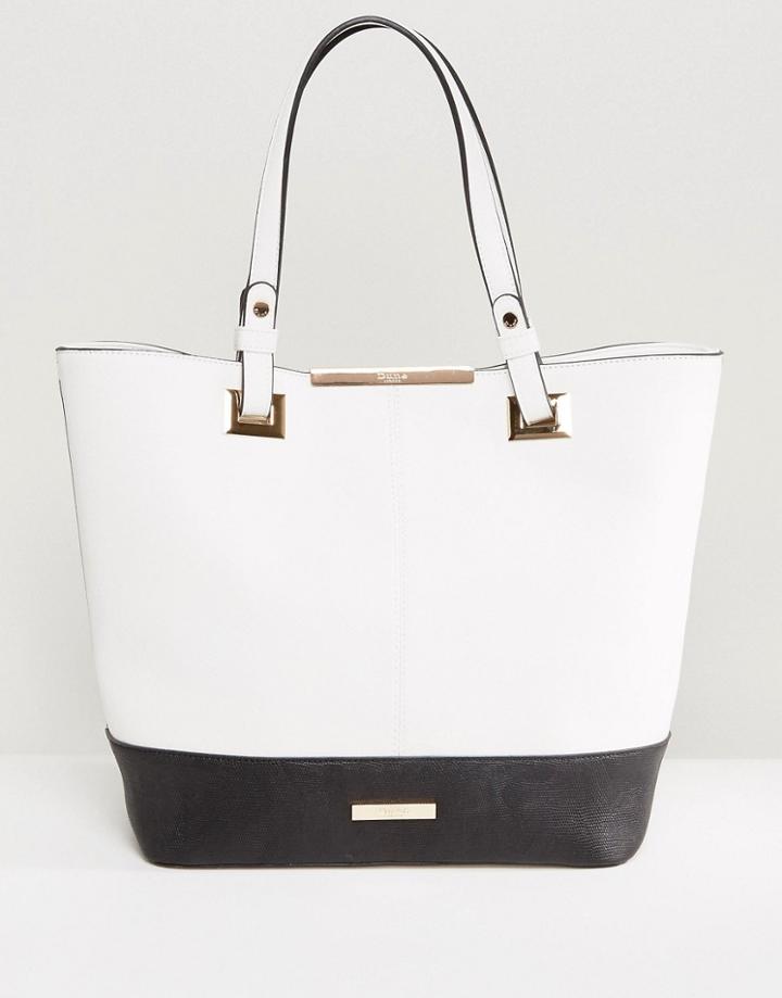 Dune Black And White Color Block Shopper - White