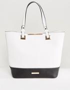 Dune Black And White Color Block Shopper - White