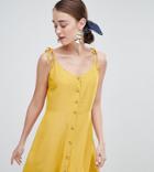 New Look Button Through Strappy Sundress - Yellow