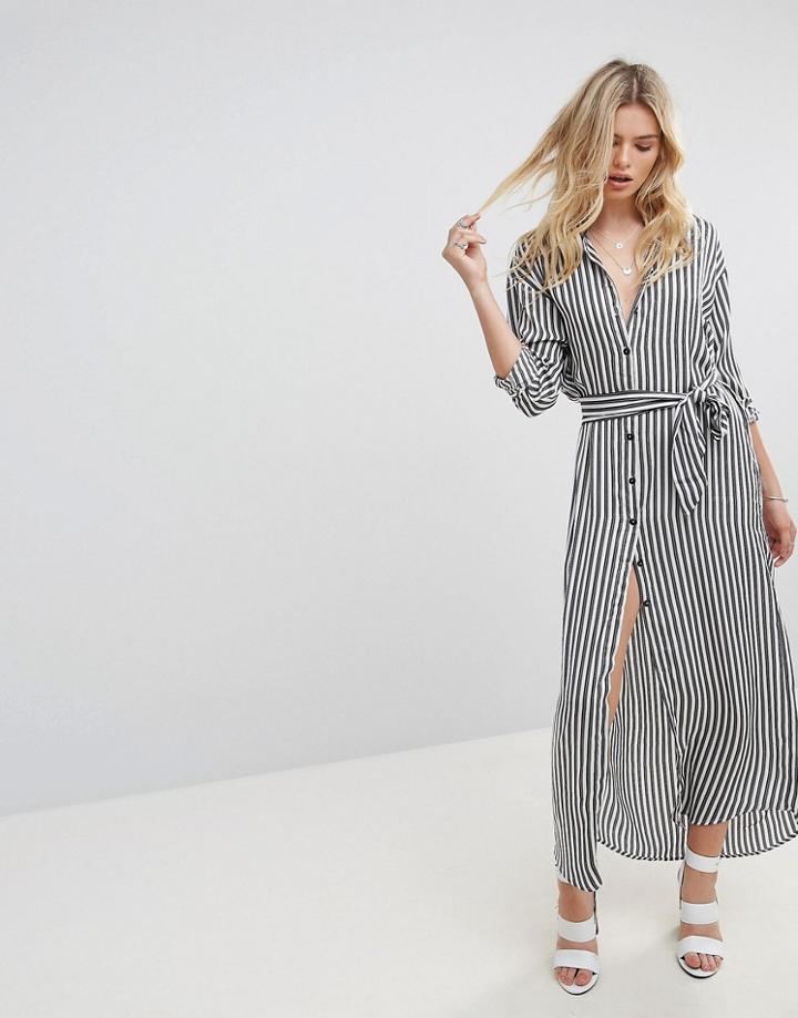 None The Richer Jagger Silk Blend Maxi Shirt Dress - White