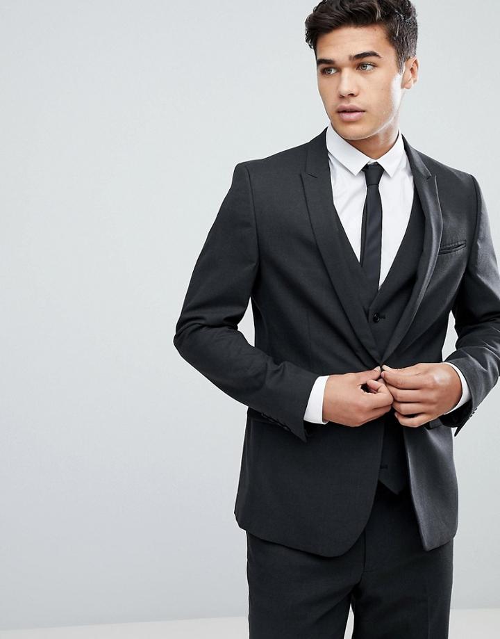 Asos Design Skinny Suit Jacket In Charcoal - Gray