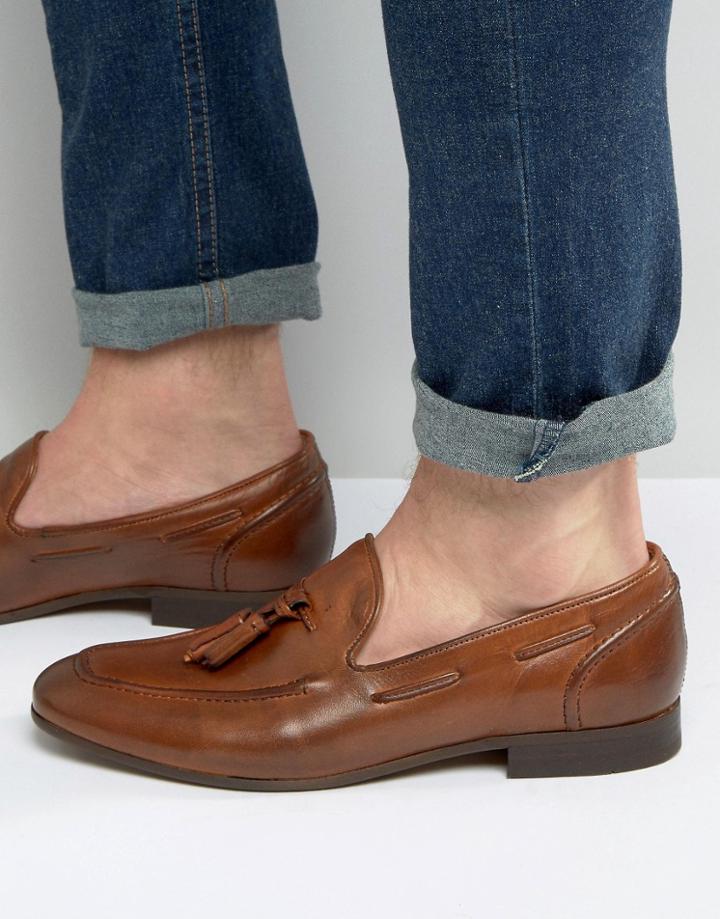 Hudson London Pierre Leather Smart Loafers - Brown