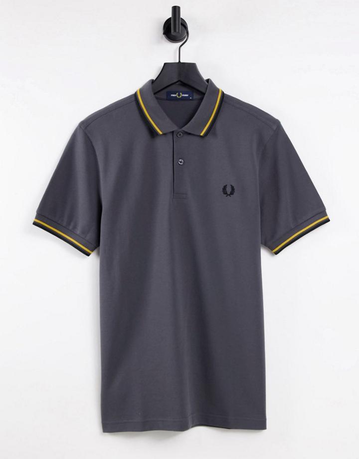 Fred Perry Twin Tipped Polo In Gunmetal-gray