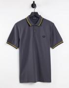Fred Perry Twin Tipped Polo In Gunmetal-gray