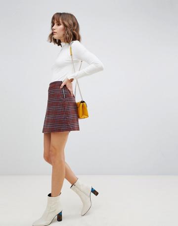Side Party Sass Houndstooth Mini Skirt - Multi