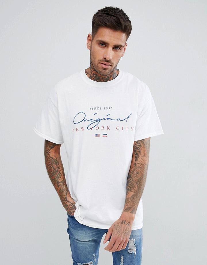 New Look T-shirt With Original Nyc Print In White - White