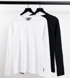 French Connection Tall 2 Pack Long Sleeve Top In Black & White-multi