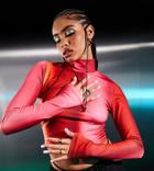 Asyou Ombre Polo Neck Long Sleeve Top In Multi