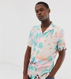 Asos Design Tall Festival Relaxed Fit Hawaiian Floral Shirt In Pink