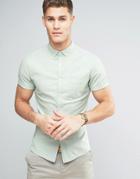 Asos Skinny Oxford Shirt In Green - Green