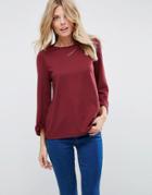 Asos Shell Top With Split Sleeve - Red