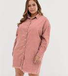Missguided Plus Cord Shirt Dress In Pink - Pink