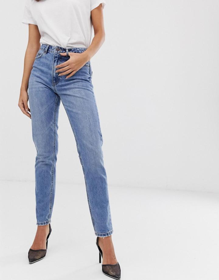 Vero Moda High Waist Acid Wash Mom Jean-blue