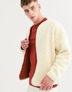 Asos White Reversible Liner Jacket In Ecru Borg And Rust Cord