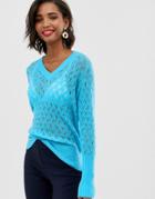 Y.a.s V Neck Knitted Sweater-blue