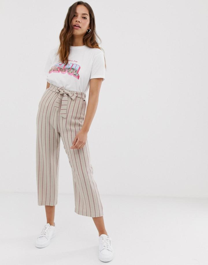 Pull & Bear Pacific Pants In Pink Stripe - Multi