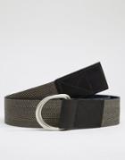 Asos Woven Belt In Herringbone - Black