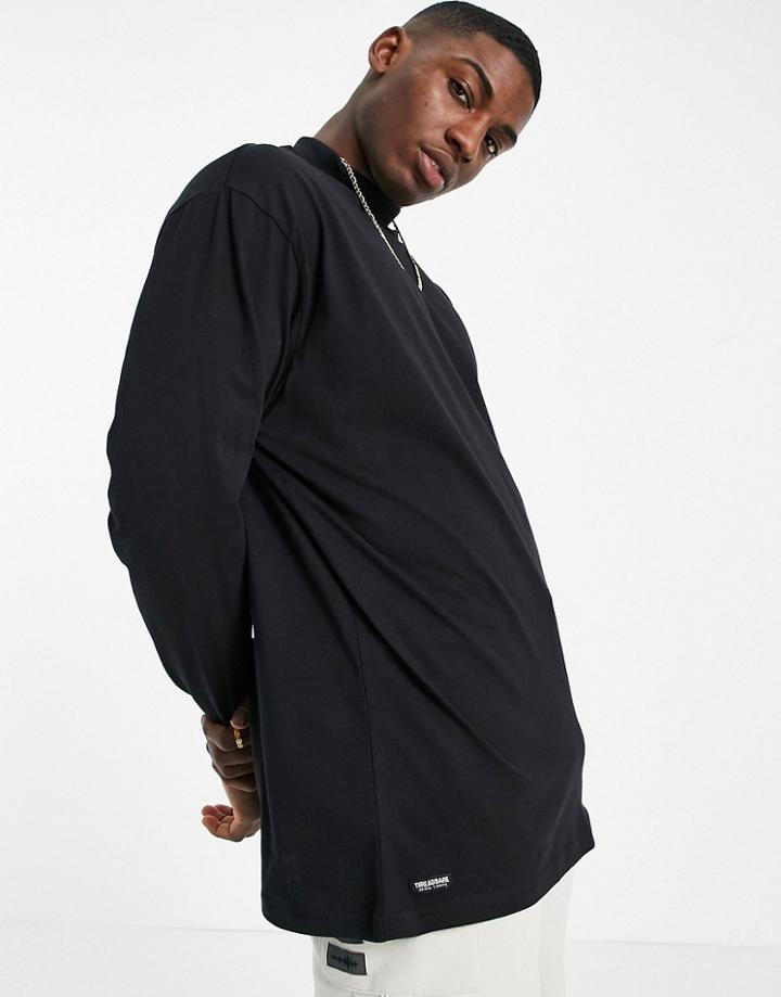 Threadbare Long Sleeve High Neck Top In Black