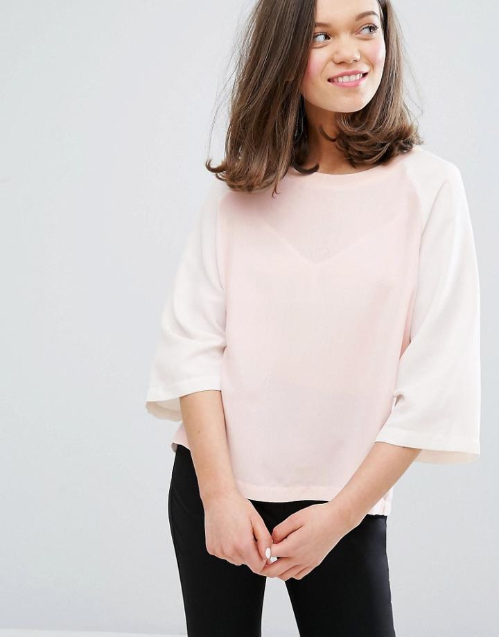 Monki Two Tone Blouse - Pink