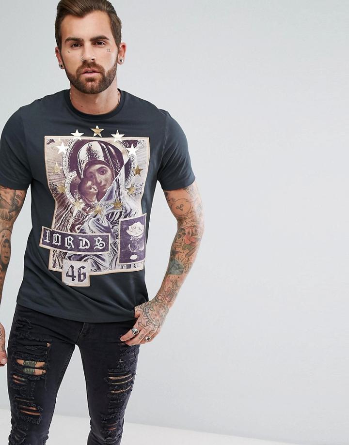 Asos Relaxed T-shirt With Renaisance Applique - Black