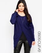 Asos Curve Sweater With Split Front - Navy