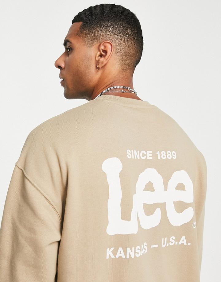 Lee Center Logo Loose Fit Sweatshirt In Beige-neutral
