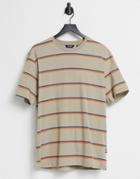 Only & Sons Striped T-shirt In Beige-grey
