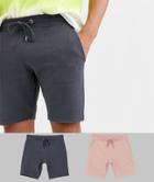 Asos Design Jersey Skinny Shorts 2 Pack Pink /charcoal-multi