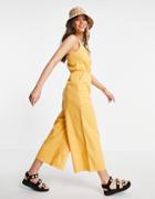Monki Leja Organic Cotton Cami Jumpsuit In Mango-orange