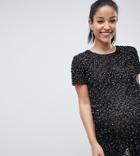 Asos Design Maternity T-shirt With Sequin Embellishment-black