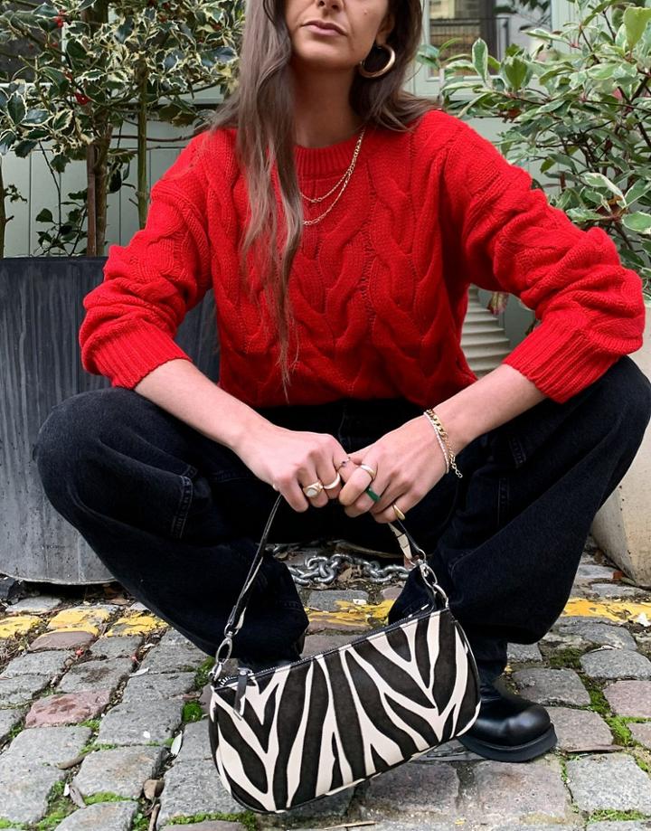 Vero Moda Cable Knit Sweater In Red