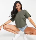 The North Face Zumu Cropped T-shirt In Khaki Exclusive At Asos-green