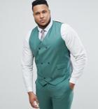 Asos Plus Wedding Slim Suit Vest In Pine Green 100% Wool - Green