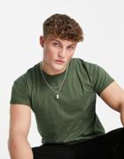 Pull & Bear Muscle Fit T-shirt In Black-green