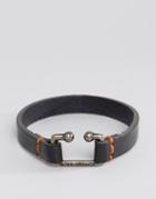 Boss Orange Morris Leather Bracelet In Black - Black