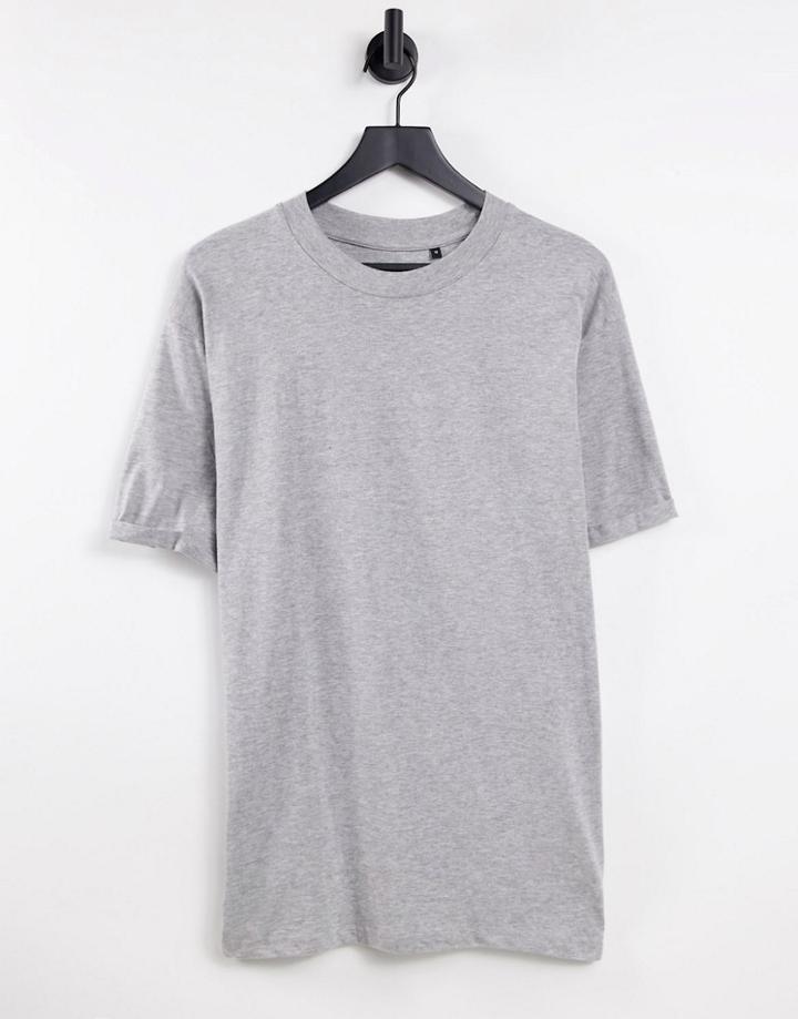 Brave Soul Roll Sleeve T-shirt In Light Gray Heather