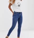 New Look Petite Skinny Jean In Mid Blue - Blue