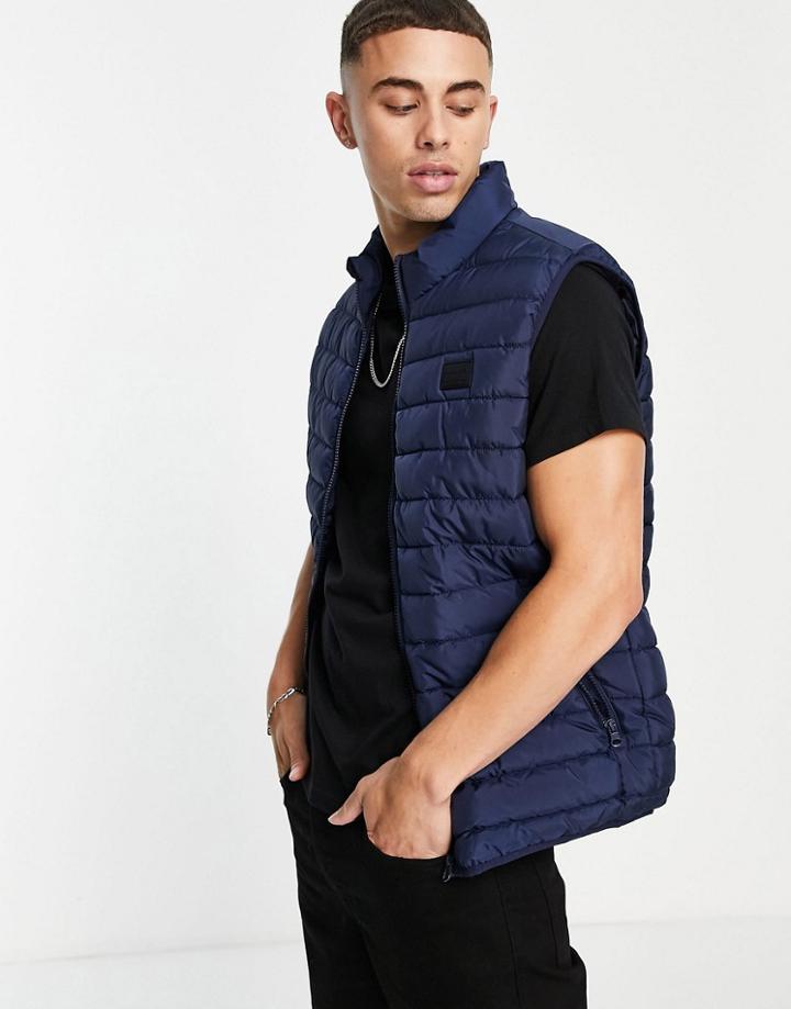 Jack & Jones Padded Vest In Navy