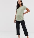 Asos Design Maternity Under The Bump Pull On Tapered Black Pants In Jersey Crepe