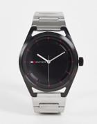 Tommy Hilfiger Collin Watch In Black With Silver Link Strap