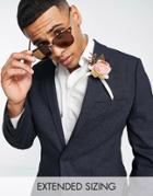 Asos Design Wedding Super Skinny Suit Jacket In Dark Navy Micro Texture