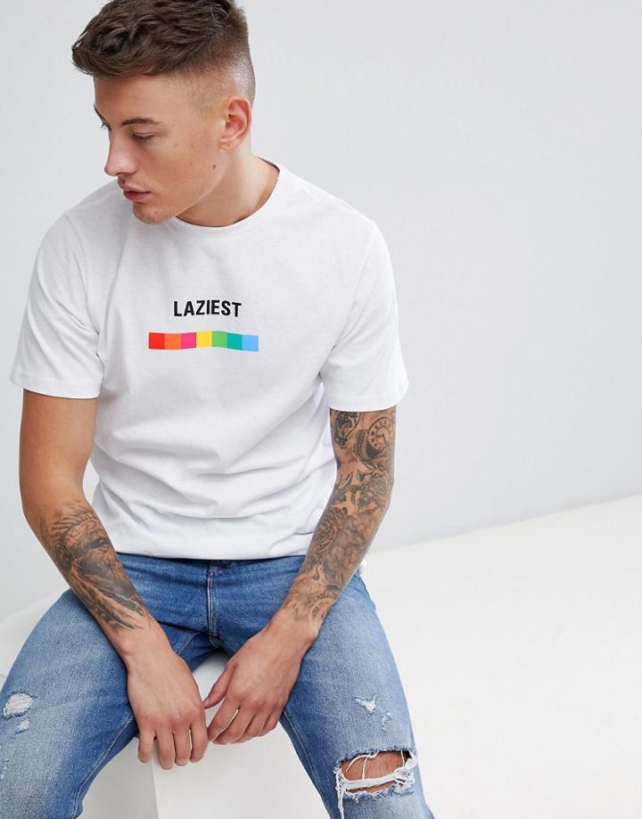 Pull & Bear Slogan T-shirt In White - White