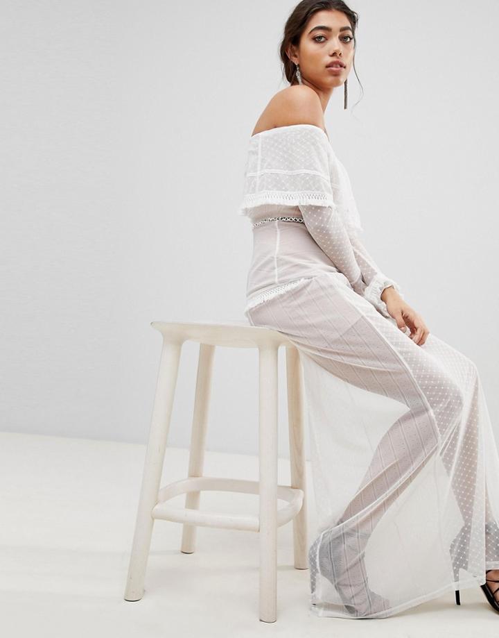 The Jetset Diaries Spot Mesh Maxi Dress - White