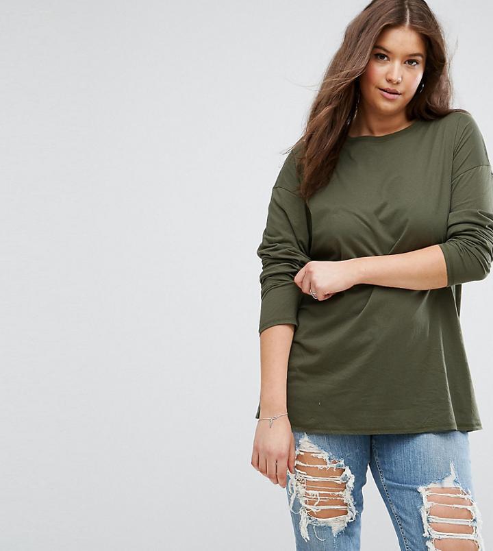Asos Curve Oversized Longline T-shirt - Green