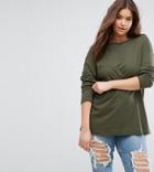 Asos Curve Oversized Longline T-shirt - Green