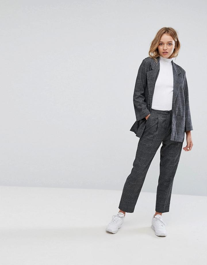 Monki Check Slim Peg Pants - Multi