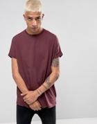 Asos Super Oversized T-shirt In Roll Sleeves In Red - Red