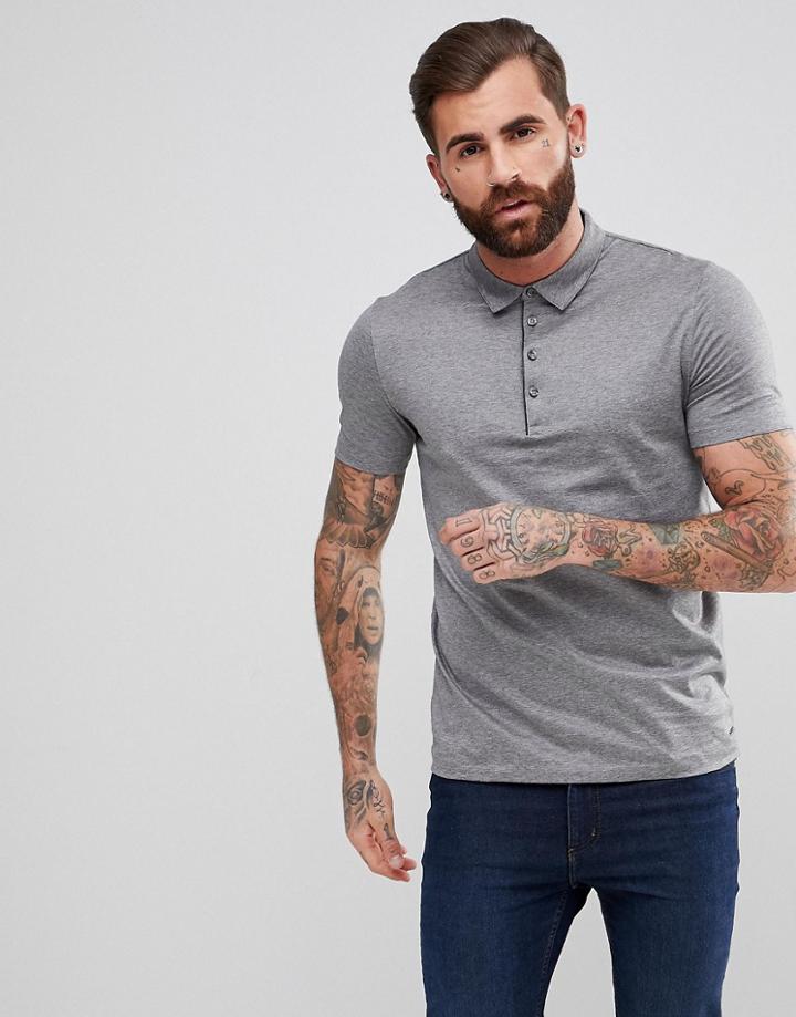 Hugo Mercerised Polo Shirt In Gray Marl - Gray